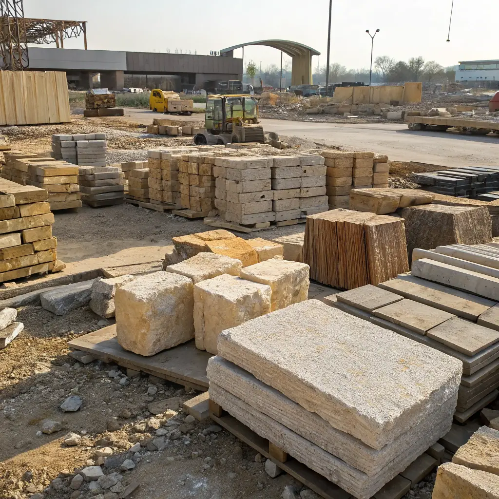 Handwerker bei der Steinverarbeitung